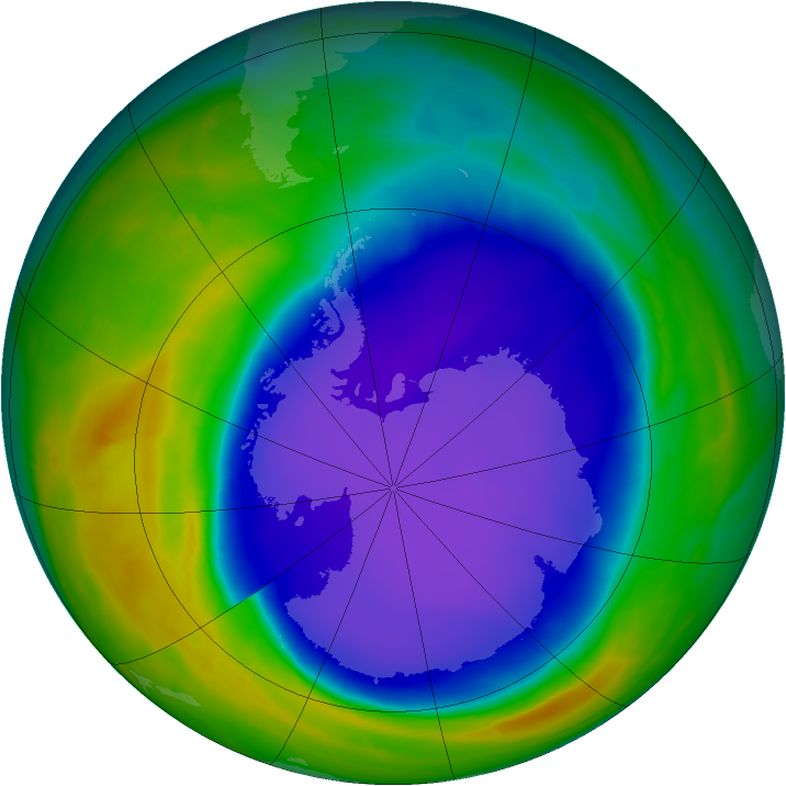Antarctic ozone map for 10 October 2008